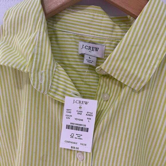NEW J. Crew Green & White Stripe Button Up Tank Size Large - Picture 2 of 4
